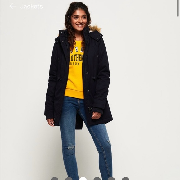 Superdry Model Microfibre Dark Forest Green Jacket US 2 - Picture 2 of 8